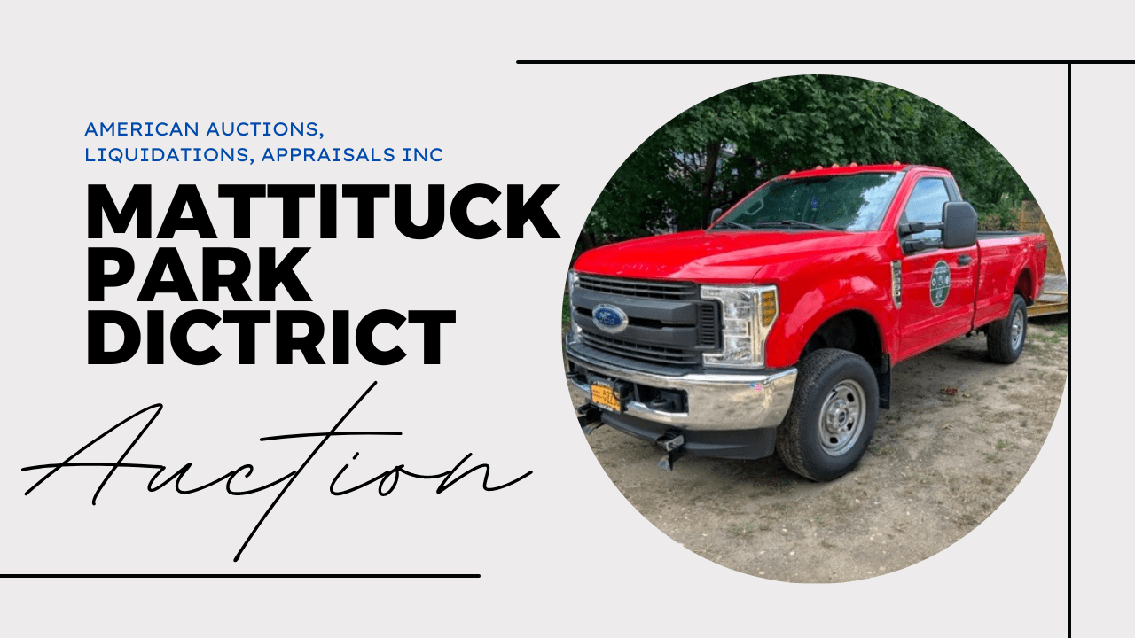 Mattuck park district auction with a red colored truck