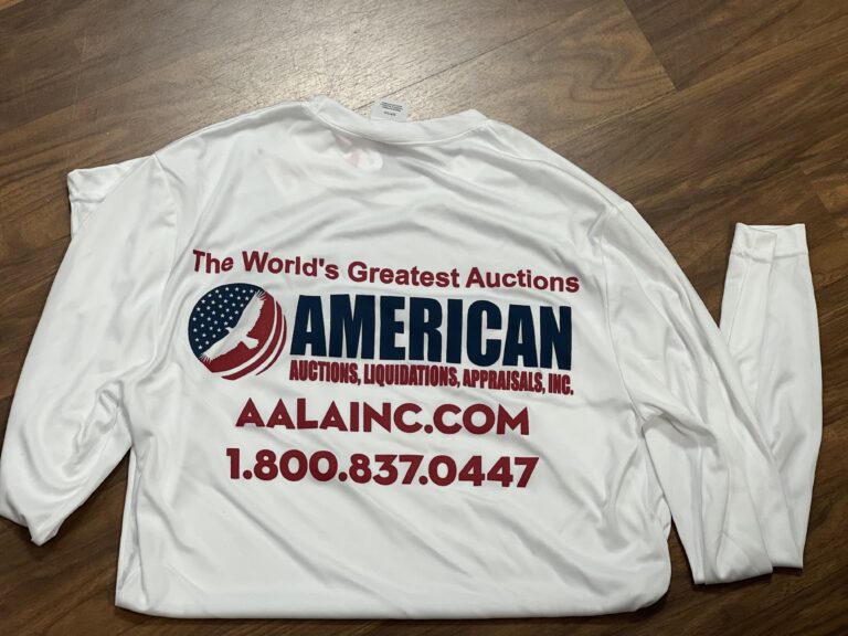 A white t shirt with the american logo on it.