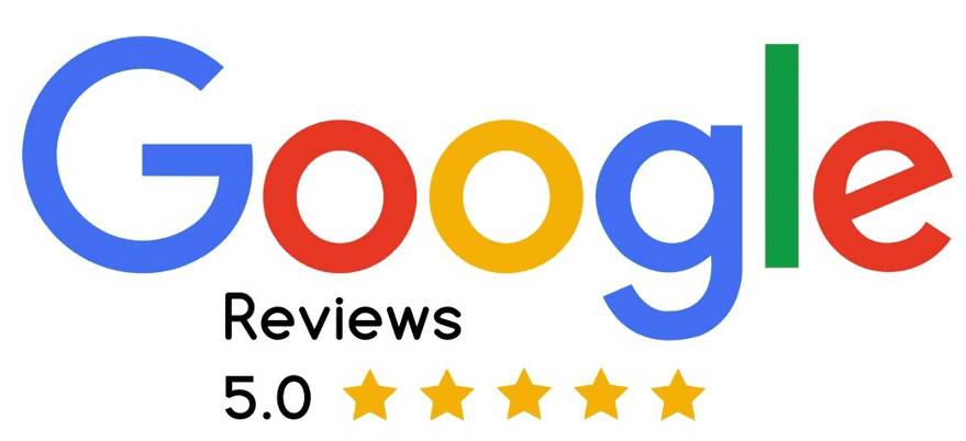 Google brand showing 5.0 score and stars